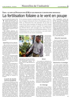 La fertilisation foliaire a le vent en poupe La fertilisation foliaire a le vent en poupe