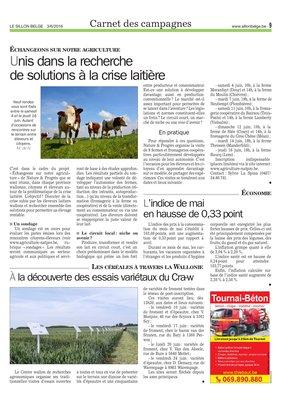 Unis dans la recherchede solutions à la crise laitière Unis dans la recherchede solutions à la crise laitière