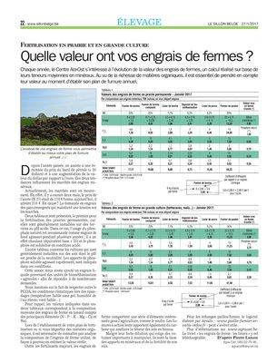 Quelle valeur ont vos engrais de fermes? Quelle valeur ont vos engrais de fermes?