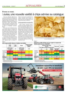 Louisa, une nouvelle variété à chips admise au catalogue Louisa, une nouvelle variété à chips admise au catalogue