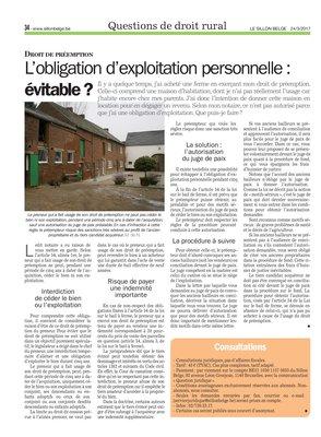 L’obligation d’exploitation personnelle: évitable? L’obligation d’exploitation personnelle: évitable?
