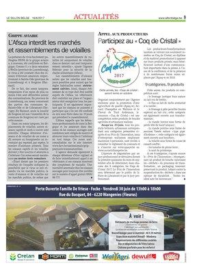 L’Afsca interdit les marchés et rassemblements de volailles L’Afsca interdit les marchés et rassemblements de volailles