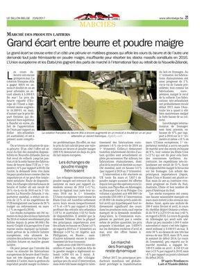 Grand écart entre beurre et poudre maigre Grand écart entre beurre et poudre maigre