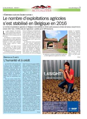 Le nombre d’exploitations agricoless’est stabilisé en Belgique en 2016 Le nombre d’exploitations agricoless’est stabilisé en Belgique en 2016