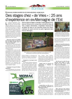 Des stages chez «de Vries»: 25 ans d’expérience en ex-Allemagne de l’Est Des stages chez «de Vries»: 25 ans d’expérience en ex-Allemagne de l’Est