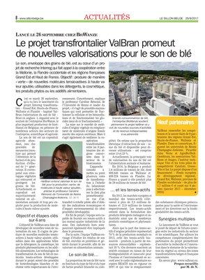 Le projet transfrontalier ValBran promeutde nouvelles valorisations pour le son de blé Le projet transfrontalier ValBran promeutde nouvelles valorisations pour le son de blé