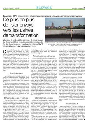 De plus en plusde lisier envoyévers les usinesde transformation