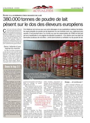 380.000tonnes de poudre de laitpèsent sur le dos des éleveurs européens 380.000tonnes de poudre de laitpèsent sur le dos des éleveurs européens