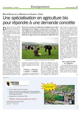 Une spécialisation en agriculture biopour répondre à une demande concrète Une spécialisation en agriculture biopour répondre à une demande concrète