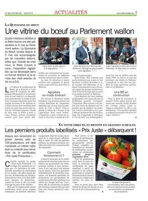 Une vitrine du bœuf au Parlement wallon Une vitrine du bœuf au Parlement wallon