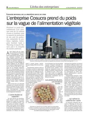 L’entreprise Cosucra prend du poidssur la vague de l’alimentation végétale L’entreprise Cosucra prend du poidssur la vague de l’alimentation végétale