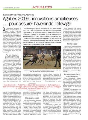 Agribex 2019: innovations ambitieuses … pour assurer l’avenir de l’élevage Agribex 2019: innovations ambitieuses … pour assurer l’avenir de l’élevage