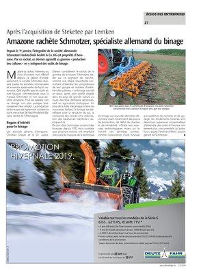 Amazone rachète Schmotzer, spécialiste allemand du binage Amazone rachète Schmotzer, spécialiste allemand du binage