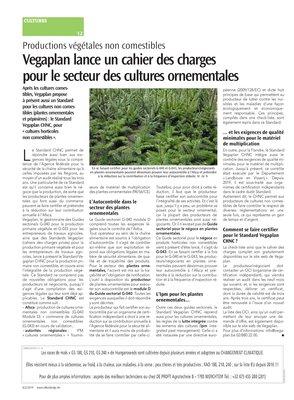 Vegaplan lance un cahier des chargespour le secteur des cultures ornementales Vegaplan lance un cahier des chargespour le secteur des cultures ornementales