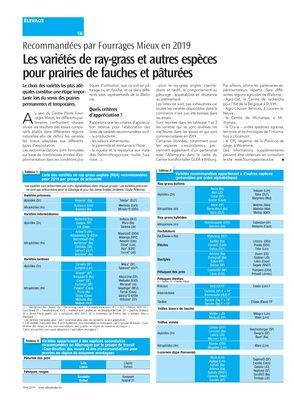 Les variétés de ray-grass et autres espècespour prairies de fauches et pâturées Les variétés de ray-grass et autres espècespour prairies de fauches et pâturées