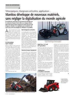 Manitou développe de nouveaux matériels,sans négliger la digitalisation du monde agricole Manitou développe de nouveaux matériels,sans négliger la digitalisation du monde agricole