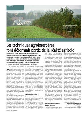 Les techniques agroforestièresfont désormais partie de la réalité agricole Les techniques agroforestièresfont désormais partie de la réalité agricole