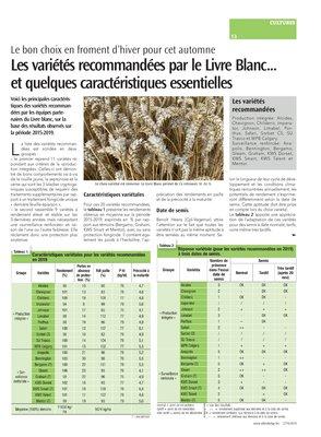 Les variétés recommandées Les variétés recommandées