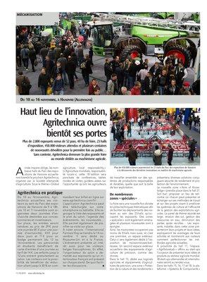 Haut lieu de l’innovation,Agritechnica ouvrebientôt ses portes Haut lieu de l’innovation,Agritechnica ouvrebientôt ses portes