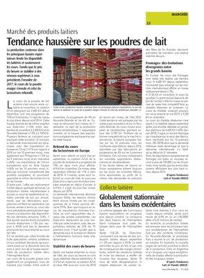 Tendance haussière sur les poudres de lait Tendance haussière sur les poudres de lait