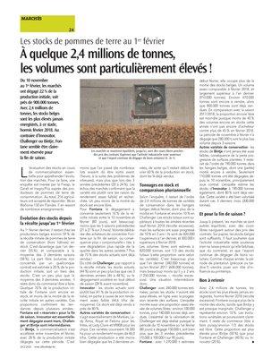 À quelque 2,4 millions de tonnes,les volumes sont particulièrement élevés! À quelque 2,4 millions de tonnes,les volumes sont particulièrement élevés!