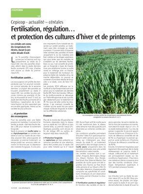 Fertilisation, régulation…et protection des cultures d’hiver et de printemps Fertilisation, régulation…et protection des cultures d’hiver et de printemps