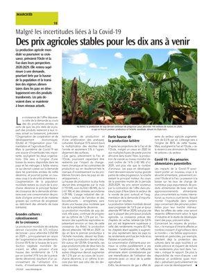 Des prix agricoles stables pour les dix ans à venir Des prix agricoles stables pour les dix ans à venir