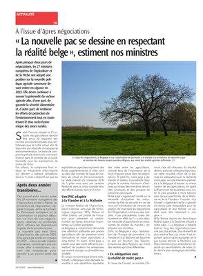 «La nouvelle pac se dessine en respectantla réalité belge», estiment nos ministres «La nouvelle pac se dessine en respectantla réalité belge», estiment nos ministres