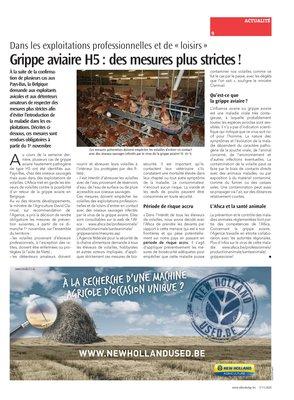 Grippe aviaire H5: des mesures plus strictes! Grippe aviaire H5: des mesures plus strictes!