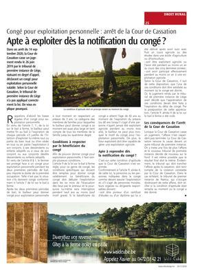 Apte à exploiter dès la notification du congé? Apte à exploiter dès la notification du congé?