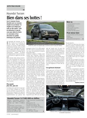 Hyundai Tucson 1.6 T-GDi 4WD en chiffres Hyundai Tucson 1.6 T-GDi 4WD en chiffres