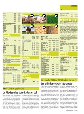 Les prix demeurent inchangés Les prix demeurent inchangés