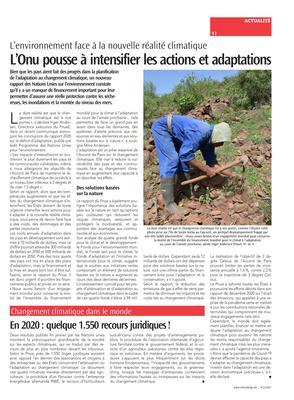 L’Onu pousse à intensifier les actions et adaptations L’Onu pousse à intensifier les actions et adaptations