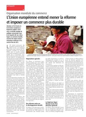 L’Union européenne entend mener la réformeet imposer un commerce plus durable L’Union européenne entend mener la réformeet imposer un commerce plus durable
