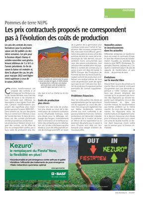 Les prix contractuels proposés ne correspondentpas à l’évolution des coûts de production Les prix contractuels proposés ne correspondentpas à l’évolution des coûts de production