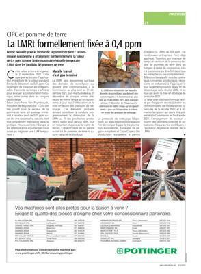 La LMRt formellement fixée à 0,4 ppm La LMRt formellement fixée à 0,4 ppm