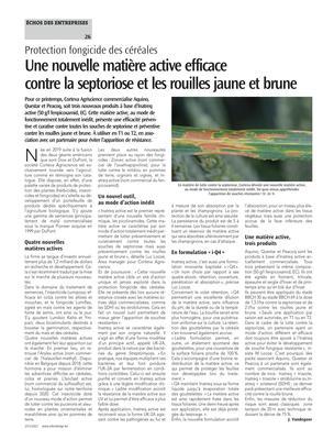Une nouvelle matière active efficacecontre la septoriose et les rouilles jaune et brune Une nouvelle matière active efficacecontre la septoriose et les rouilles jaune et brune