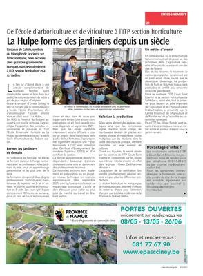 La Hulpe forme des jardiniers depuis un siècle La Hulpe forme des jardiniers depuis un siècle