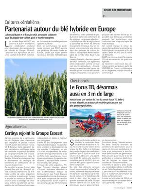Partenariat autour du blé hybride en Europe Partenariat autour du blé hybride en Europe