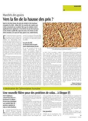 Une nouvelle filière pour des protéines de colza... à Dieppe (F) Une nouvelle filière pour des protéines de colza... à Dieppe (F)
