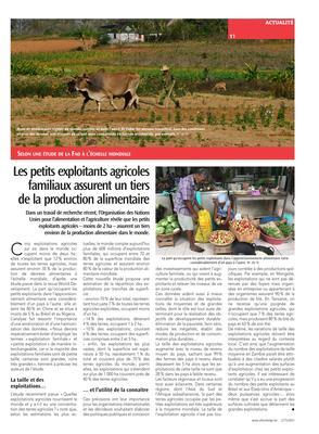 Les petits exploitants agricoles familiaux assurent un tiersde la production alimentaire Les petits exploitants agricoles familiaux assurent un tiersde la production alimentaire