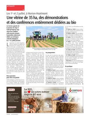 Une vitrine de 35ha, des démonstrationset des conférences entièrement dédiées au bio Une vitrine de 35ha, des démonstrationset des conférences entièrement dédiées au bio