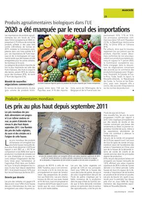 Les prix au plus haut depuis septembre 2011 Les prix au plus haut depuis septembre 2011