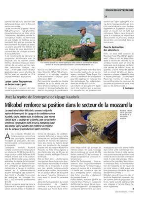 Milcobel renforce sa position dans le secteur de la mozzarella Milcobel renforce sa position dans le secteur de la mozzarella