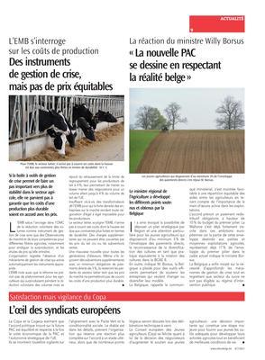 «La nouvelle PAC se dessine en respectant la réalité belge» «La nouvelle PAC se dessine en respectant la réalité belge»