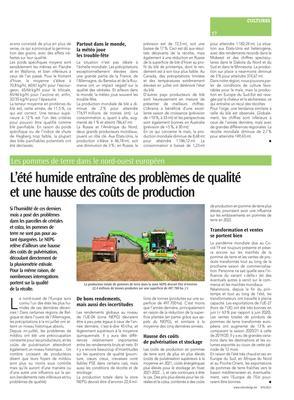 L’été humide entraîne des problèmes de qualitéet une hausse des coûts de production L’été humide entraîne des problèmes de qualitéet une hausse des coûts de production