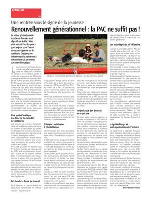 Renouvellement générationnel: la PAC ne suffit pas! Renouvellement générationnel: la PAC ne suffit pas!