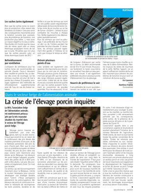 La crise de l’élevage porcin inquiète La crise de l’élevage porcin inquiète