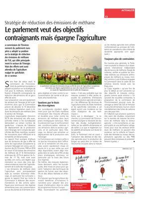 Le parlement veut des objectifs contraignants mais épargne l’agriculture Le parlement veut des objectifs contraignants mais épargne l’agriculture