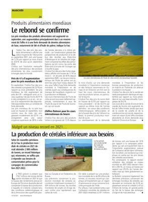 La production de céréales inférieure aux besoins La production de céréales inférieure aux besoins